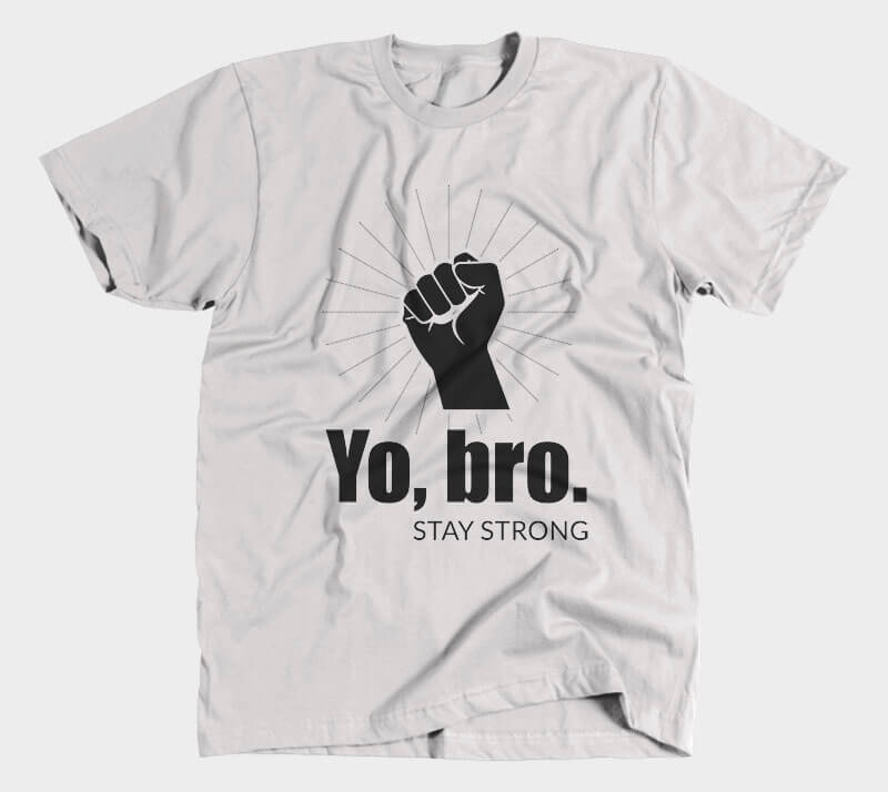 Yo Bro - Stay Strong - Heather Grey tee